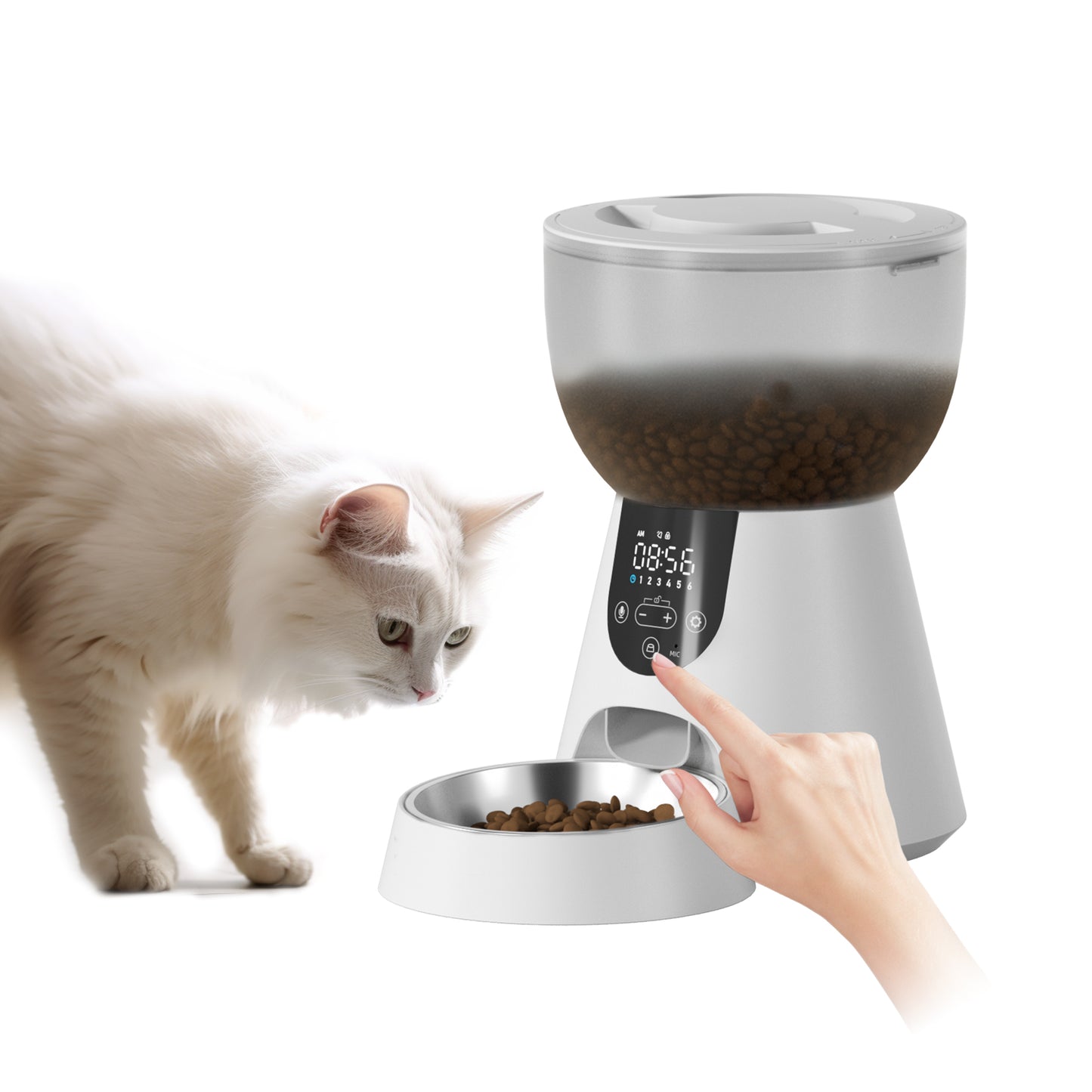 Smart Automatic Pet Feeder with Camera & 5GHz WiFi - 4L Large Capacity App-Controlled Food Dispenser, Stainless Steel Bowl + AC Adapter Included - Dual-Band Connectivity for Cats/Dogs