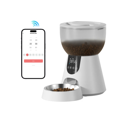 Smart Automatic Pet Feeder with Camera & 5GHz WiFi - 4L Large Capacity App-Controlled Food Dispenser, Stainless Steel Bowl + AC Adapter Included - Dual-Band Connectivity for Cats/Dogs