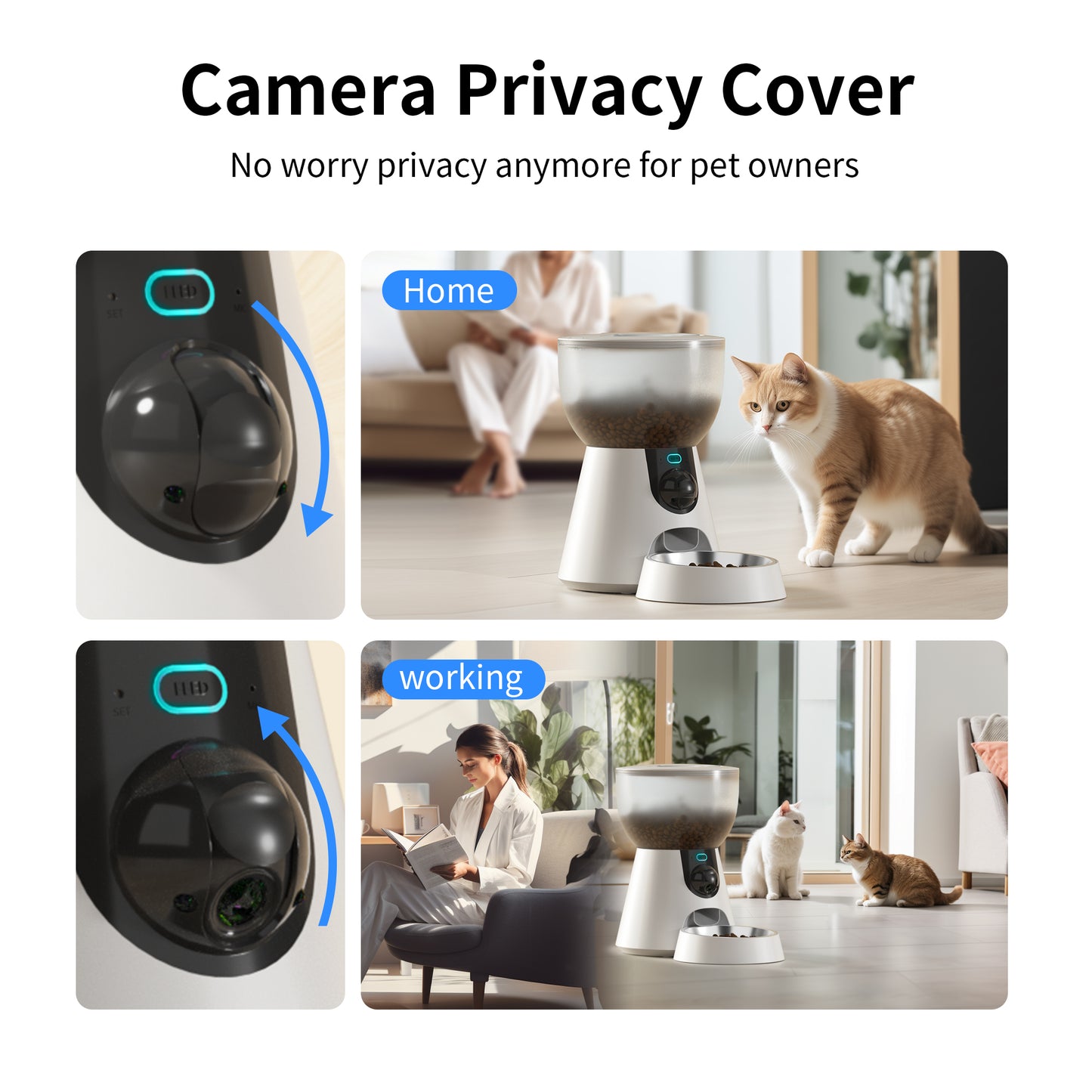 Smart Automatic Pet Feeder with Camera & 5GHz WiFi - 4L Large Capacity App-Controlled Food Dispenser, Stainless Steel Bowl + AC Adapter Included - Dual-Band Connectivity for Cats/Dogs
