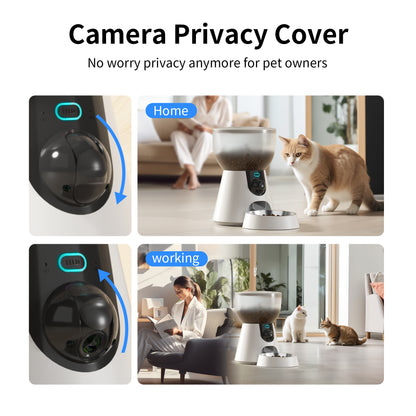 Smart Automatic Pet Feeder with Camera & 5GHz WiFi - 4L Large Capacity App-Controlled Food Dispenser, Stainless Steel Bowl + AC Adapter Included - Dual-Band Connectivity for Cats/Dogs