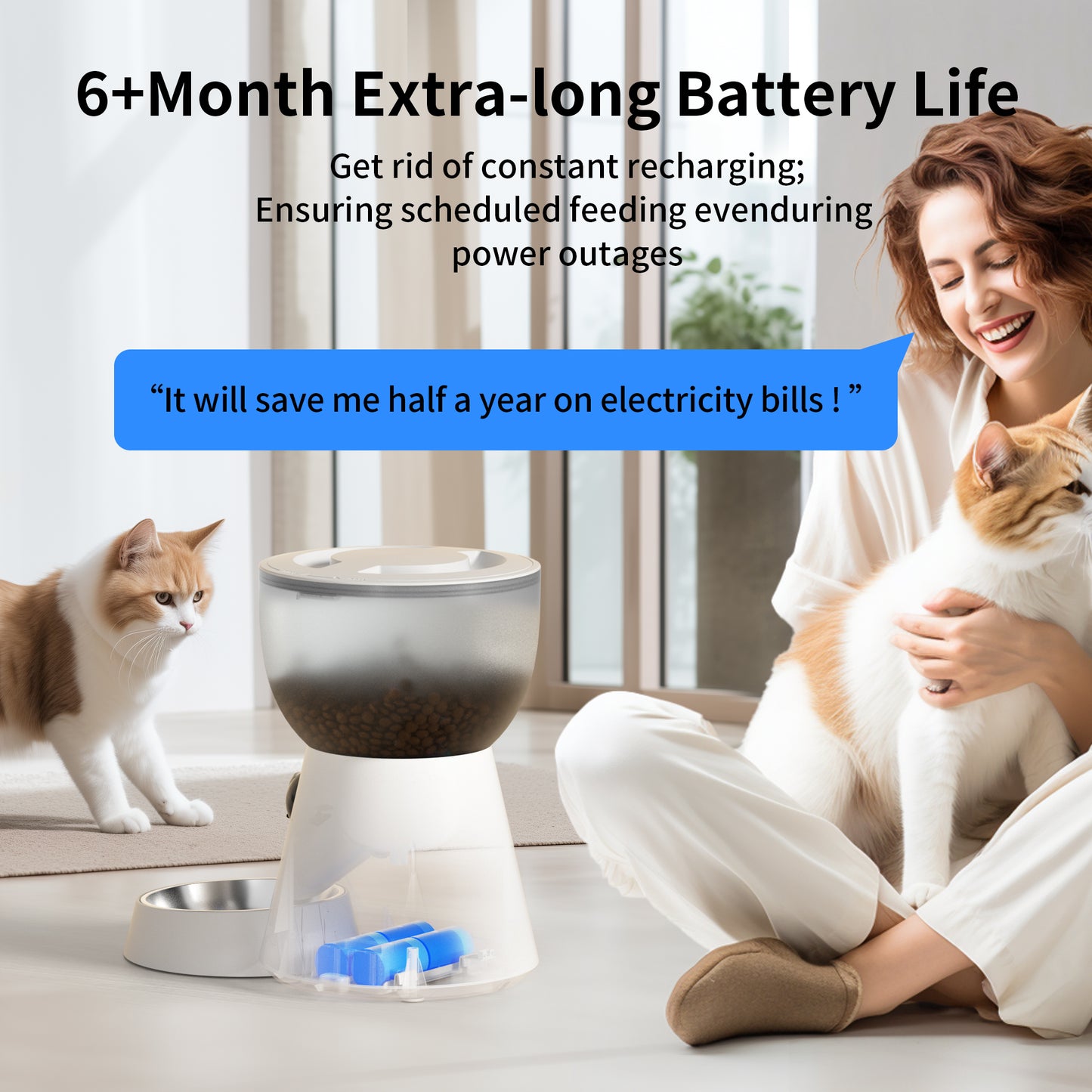 Smart Automatic Pet Feeder with Camera & 5GHz WiFi - 4L Large Capacity App-Controlled Food Dispenser, Stainless Steel Bowl + AC Adapter Included - Dual-Band Connectivity for Cats/Dogs