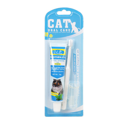 Dog Cat Dental Care Kit - Finger Toothbrush & Enzymatic Toothpaste Set with 360° Cleaning, Freshens Breath for Puppy Kitten Oral Hygiene