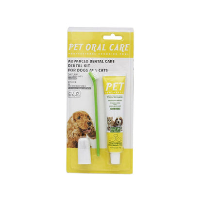 Dog Cat Dental Care Kit - Finger Toothbrush & Enzymatic Toothpaste Set with 360° Cleaning, Freshens Breath for Puppy Kitten Oral Hygiene