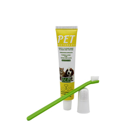 Dog Cat Dental Care Kit - Finger Toothbrush & Enzymatic Toothpaste Set with 360° Cleaning, Freshens Breath for Puppy Kitten Oral Hygiene