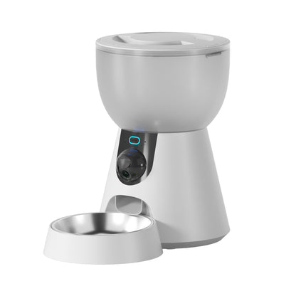Smart Automatic Pet Feeder with Camera & 5GHz WiFi - 4L Large Capacity App-Controlled Food Dispenser, Stainless Steel Bowl + AC Adapter Included - Dual-Band Connectivity for Cats/Dogs